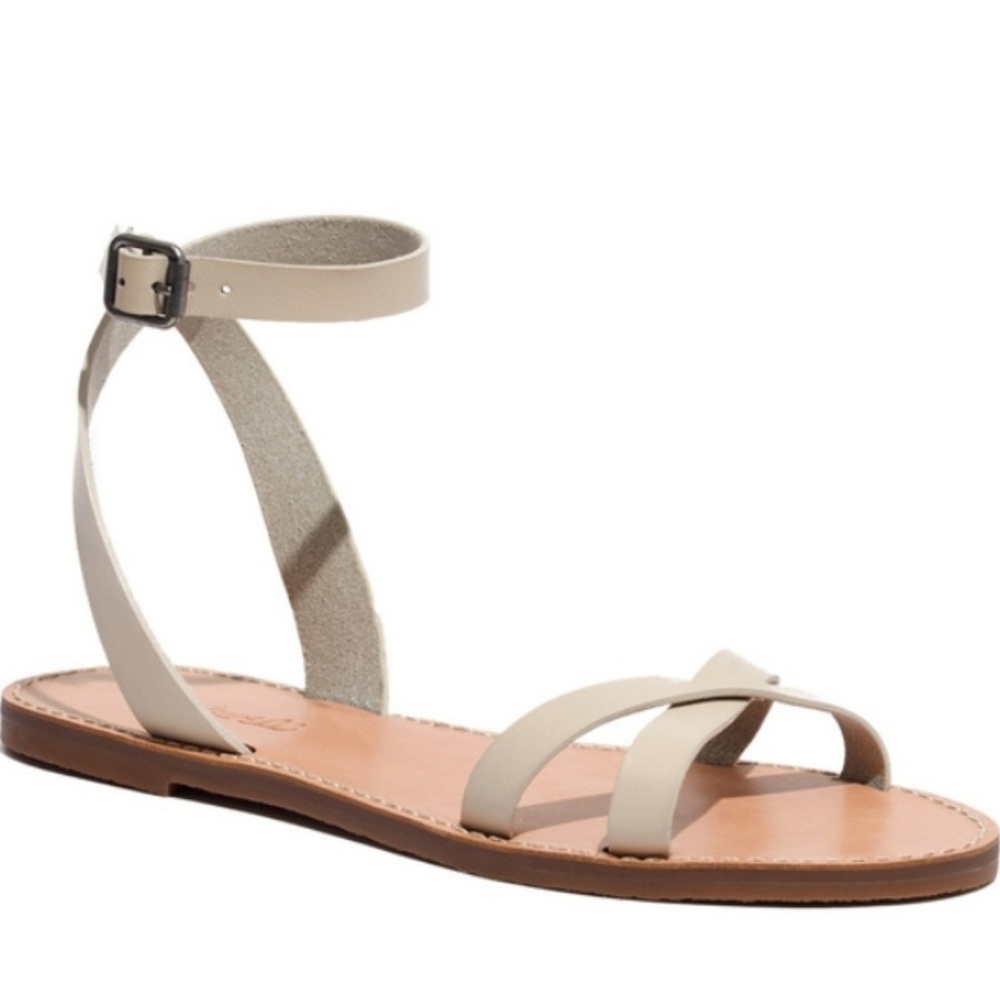 Madewell Beige Leather Criss Cross Strap Sandals